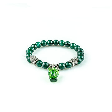 green onyx braclet with angel